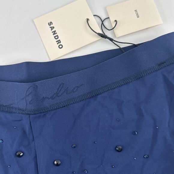 Sandro Women's Blue Marine Rhinestone Leggings Size 38 | Small - Picture 4 of 11